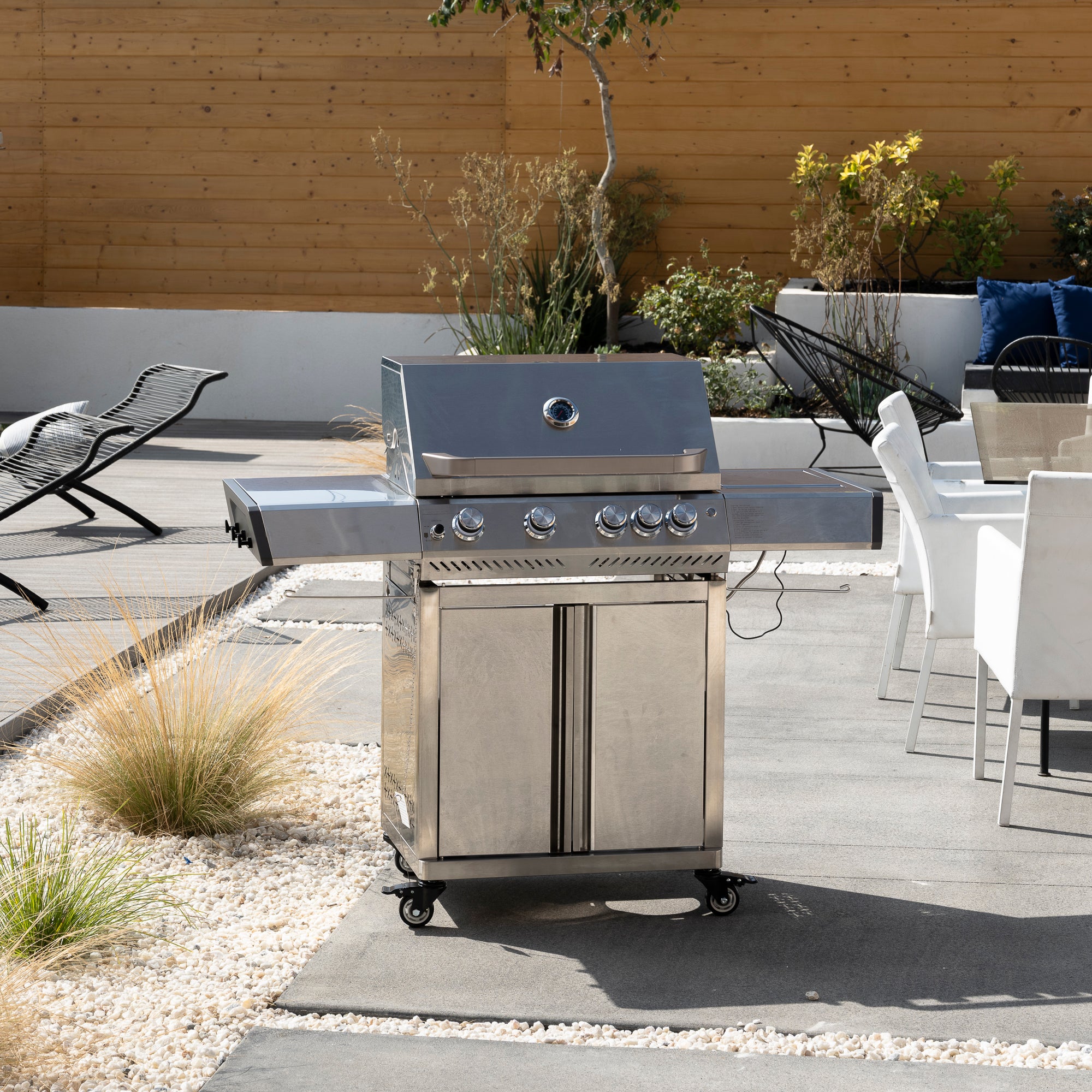 R.W.FLAME 4-Burner RGB Propane Grill with Side Burner