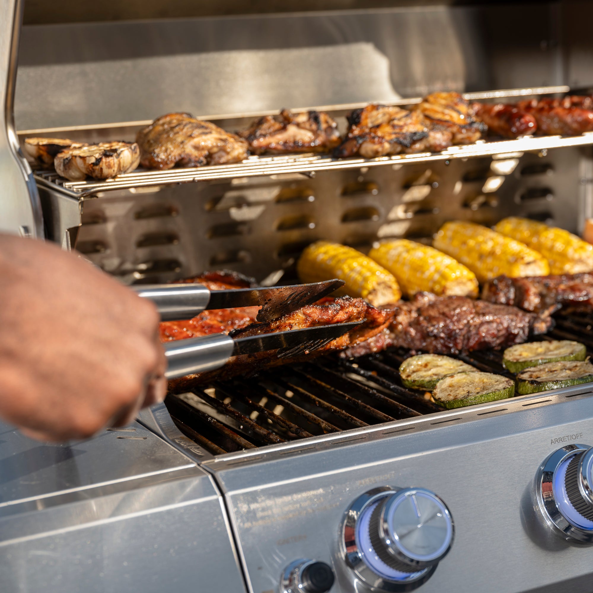 R.W.FLAME 4-Burner RGB Propane Grill with Side Burner