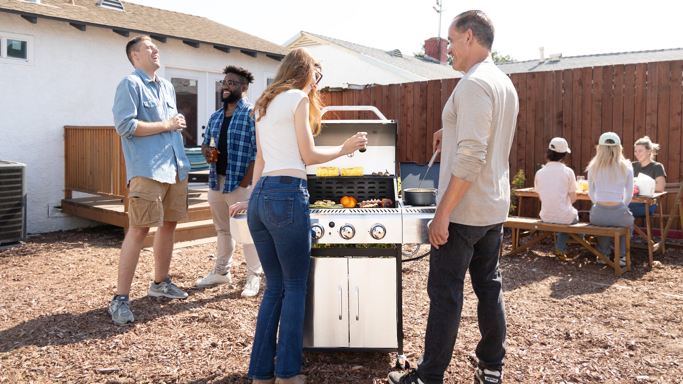 R.W.FLAME 3-Burner Propane Grill with Side Burner