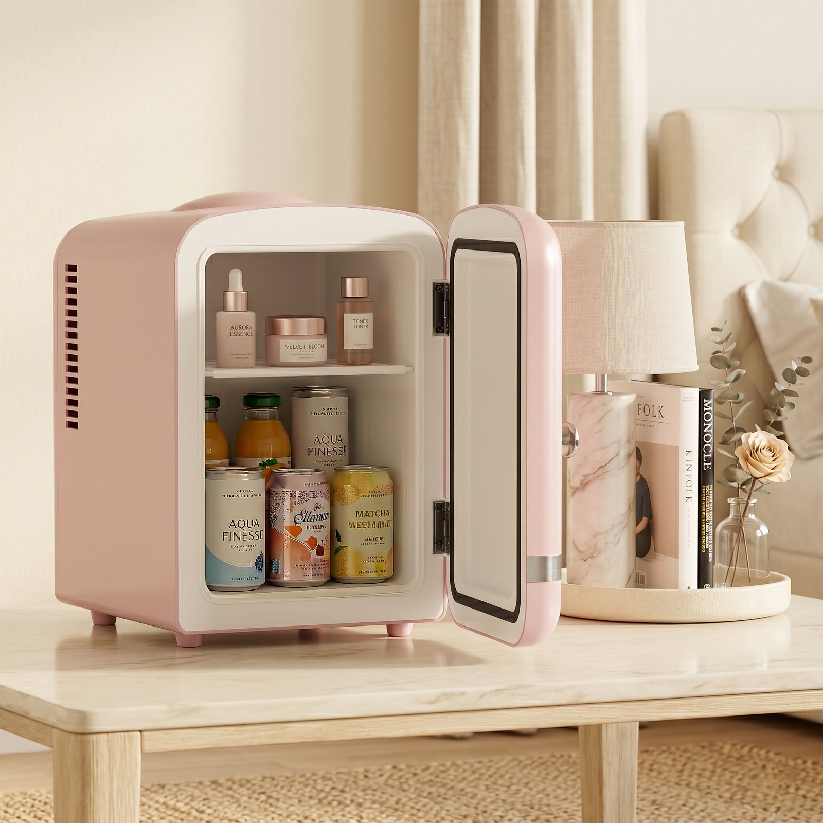 Kismile Retro Mini Fridge with Cooling & Warming Modes