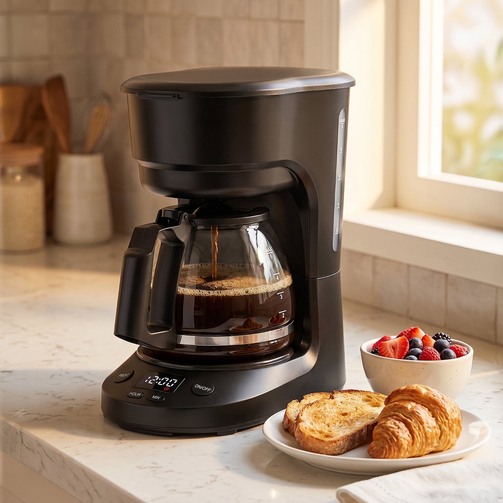 Kismile 5-Cup Programmable Drip Coffee Maker with Auto Brew