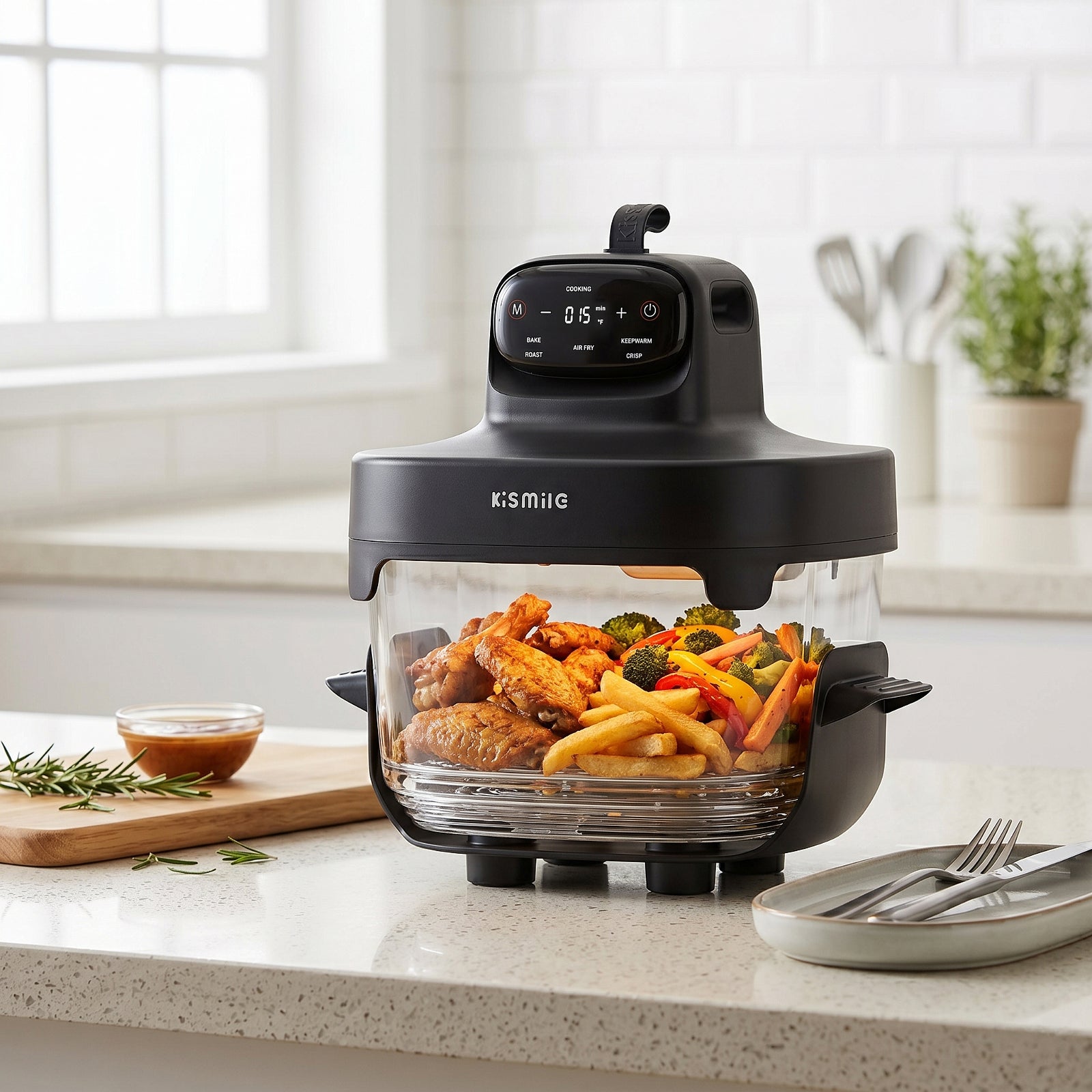 Kismile 5-in-1 Portable Glass Air Fryer