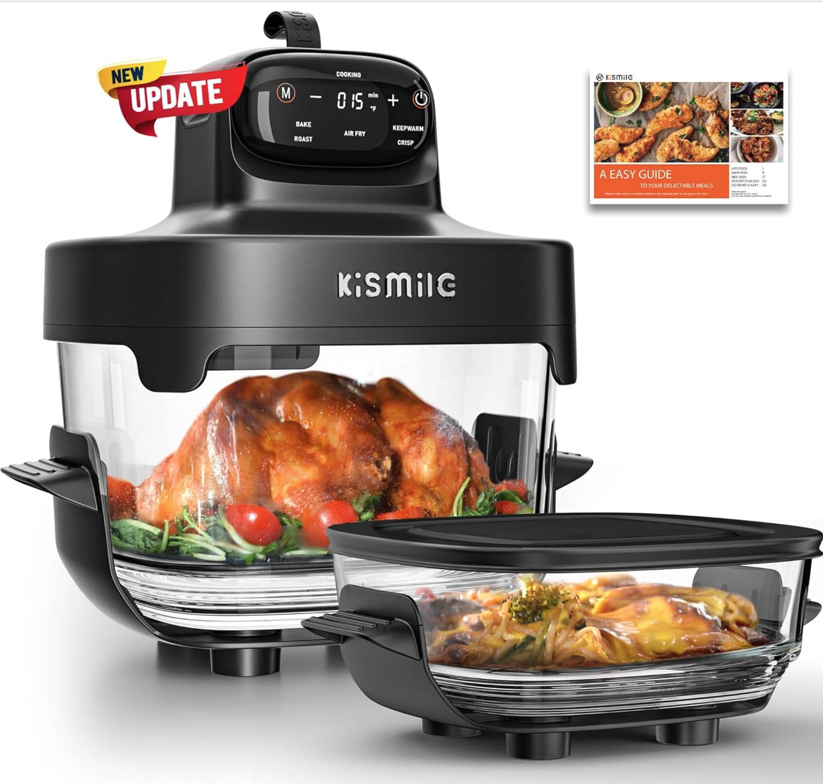 Kismile 5-in-1 Portable Glass Air Fryer