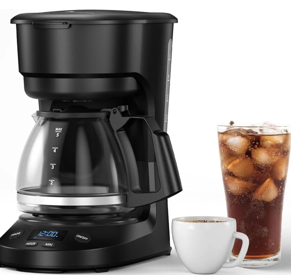 Kismile 5-Cup Programmable Drip Coffee Maker with Auto Brew