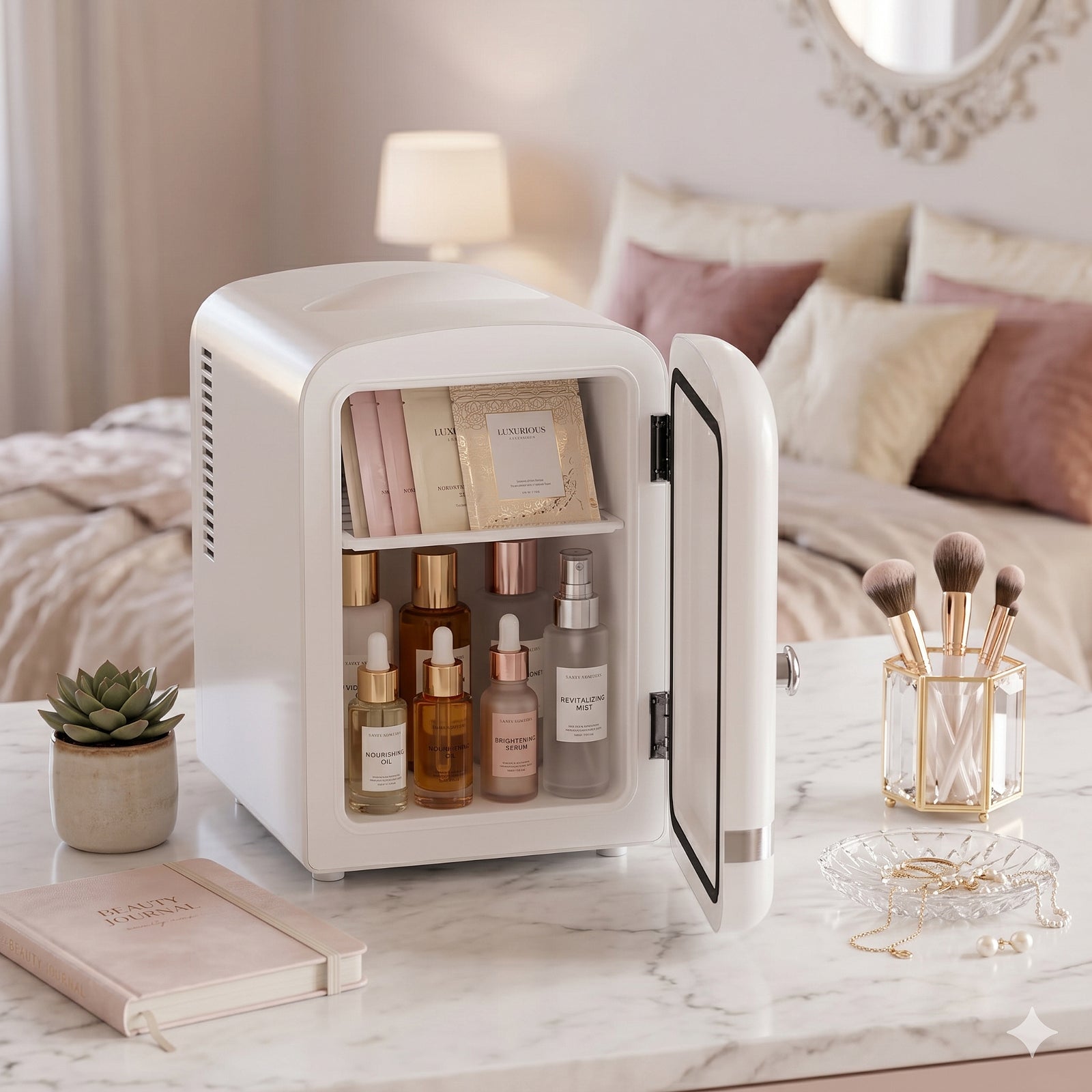 Kismile Retro Mini Fridge with Cooling & Warming Modes