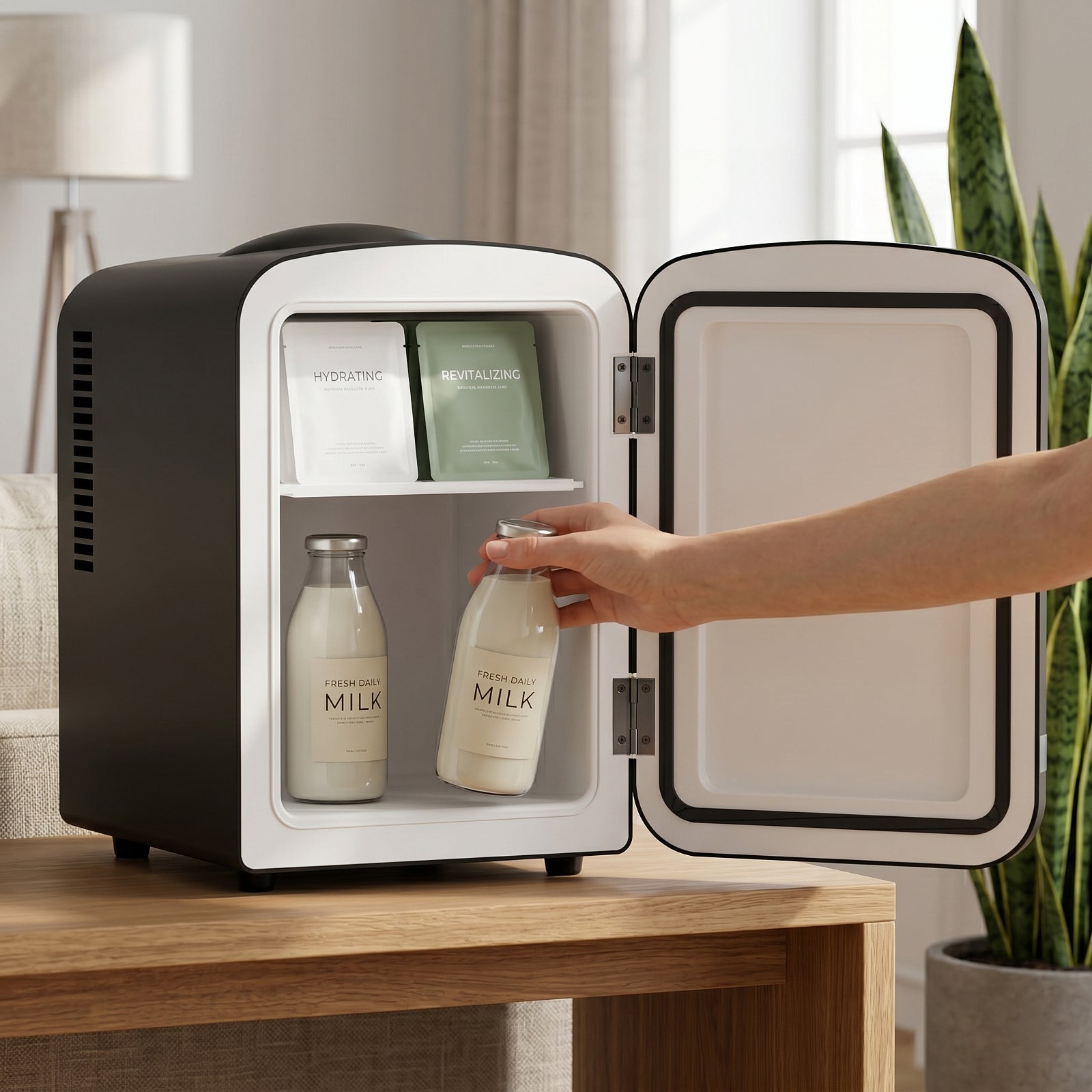 Kismile Retro Mini Fridge with Cooling & Warming Modes