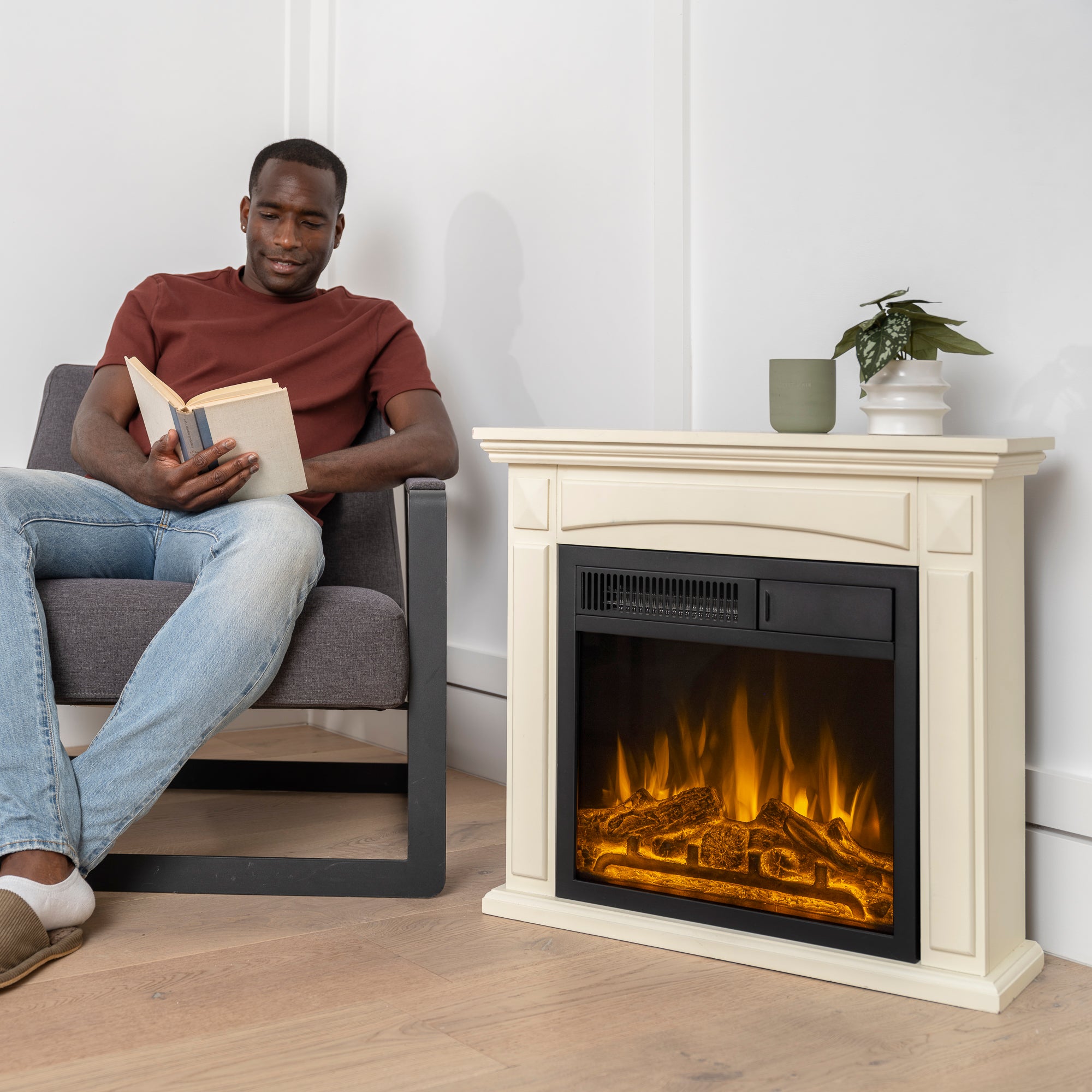 R.W.FLAME 26-inch Electric Fireplace with Mantel