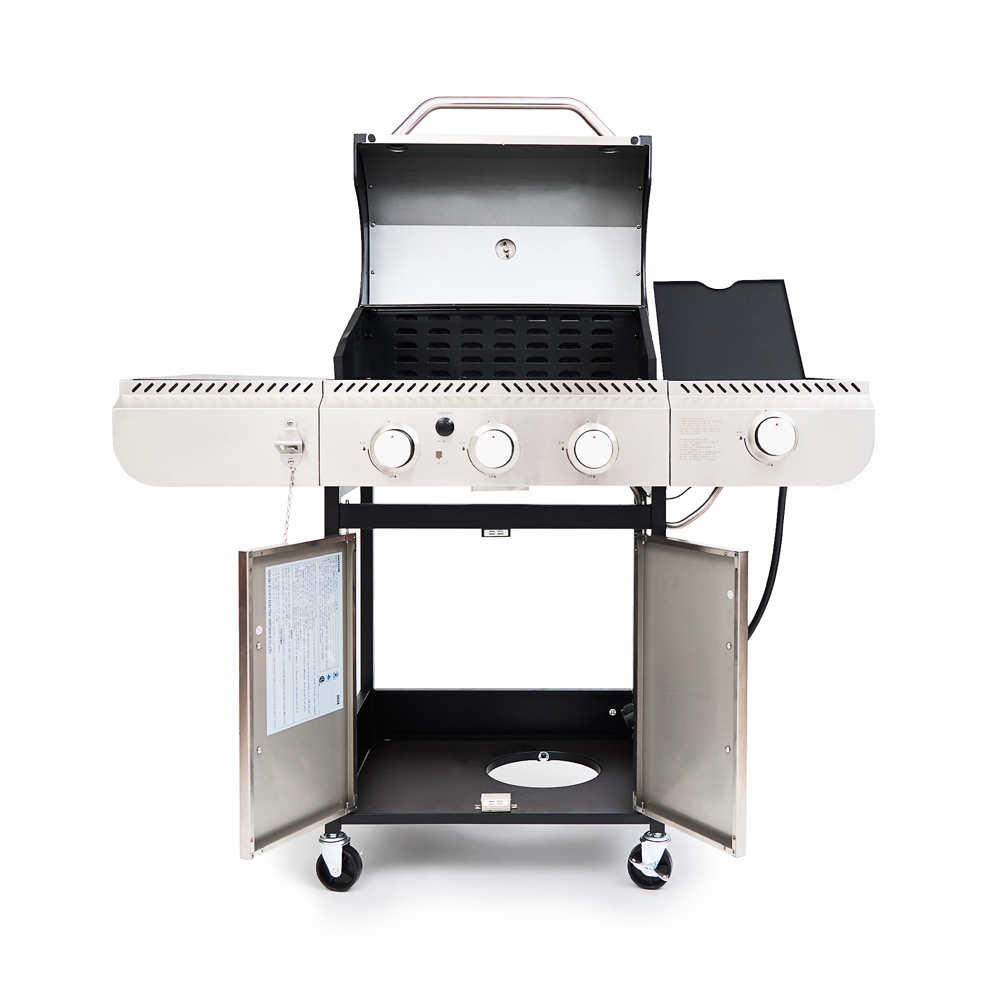 R.W.FLAME 3-Burner Propane Grill with Side Burner