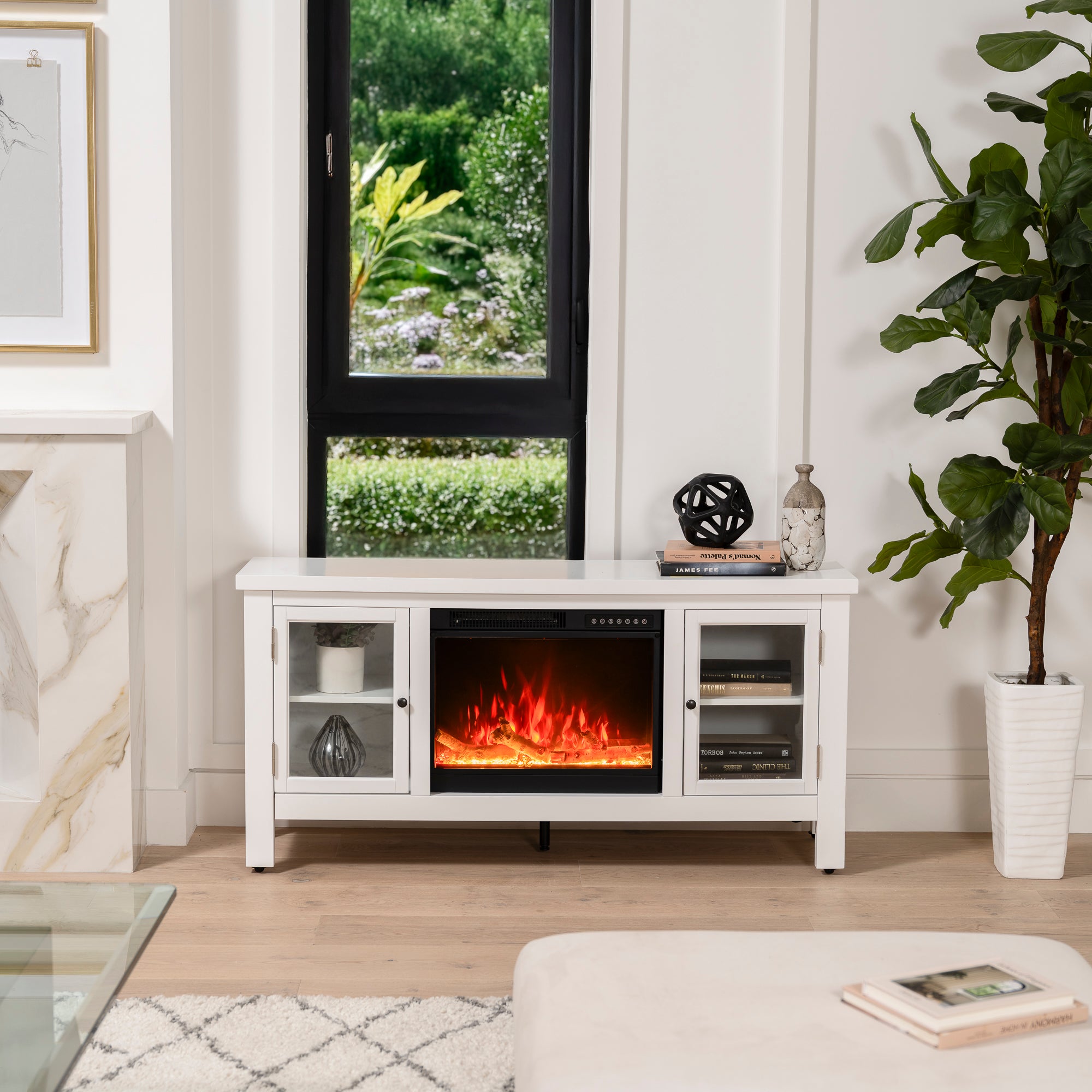 R.W.FLAME Display TV Stand with Electric Fireplace