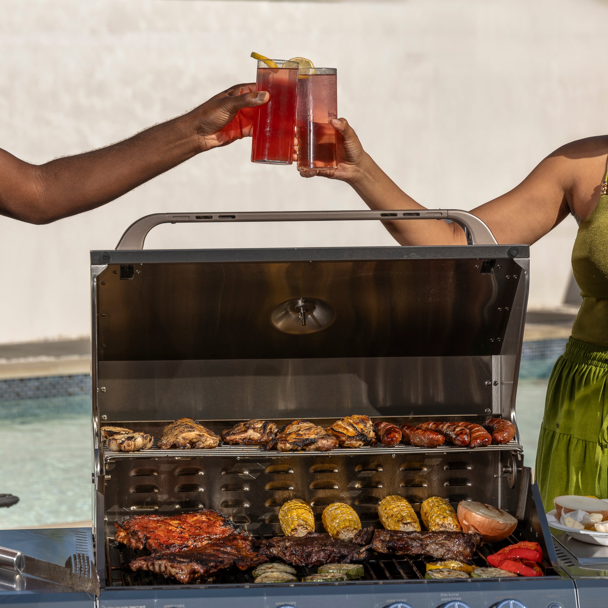 R.W.FLAME 4-Burner RGB Propane Grill with Side Burner