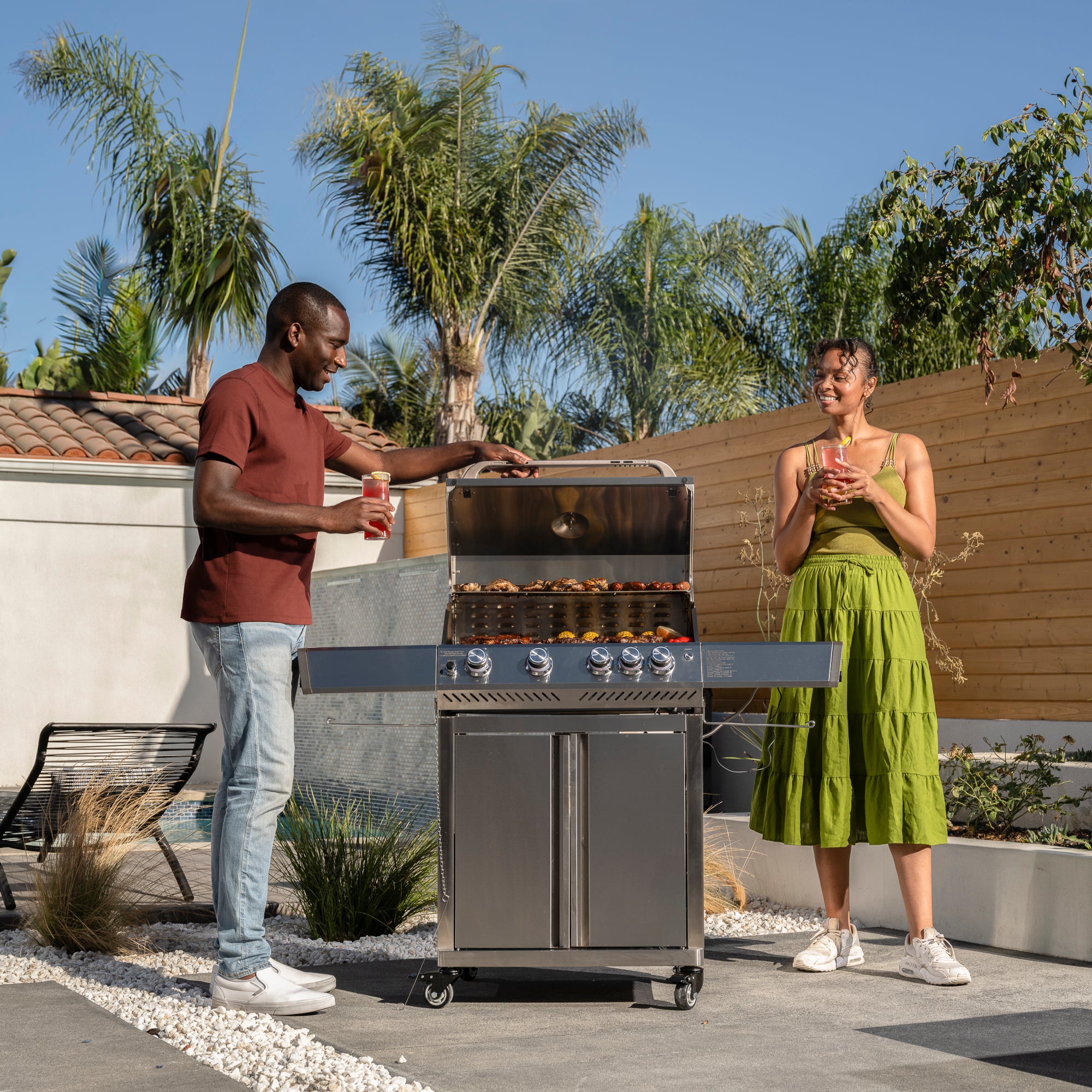 R.W.FLAME 4-Burner RGB Propane Grill with Side Burner