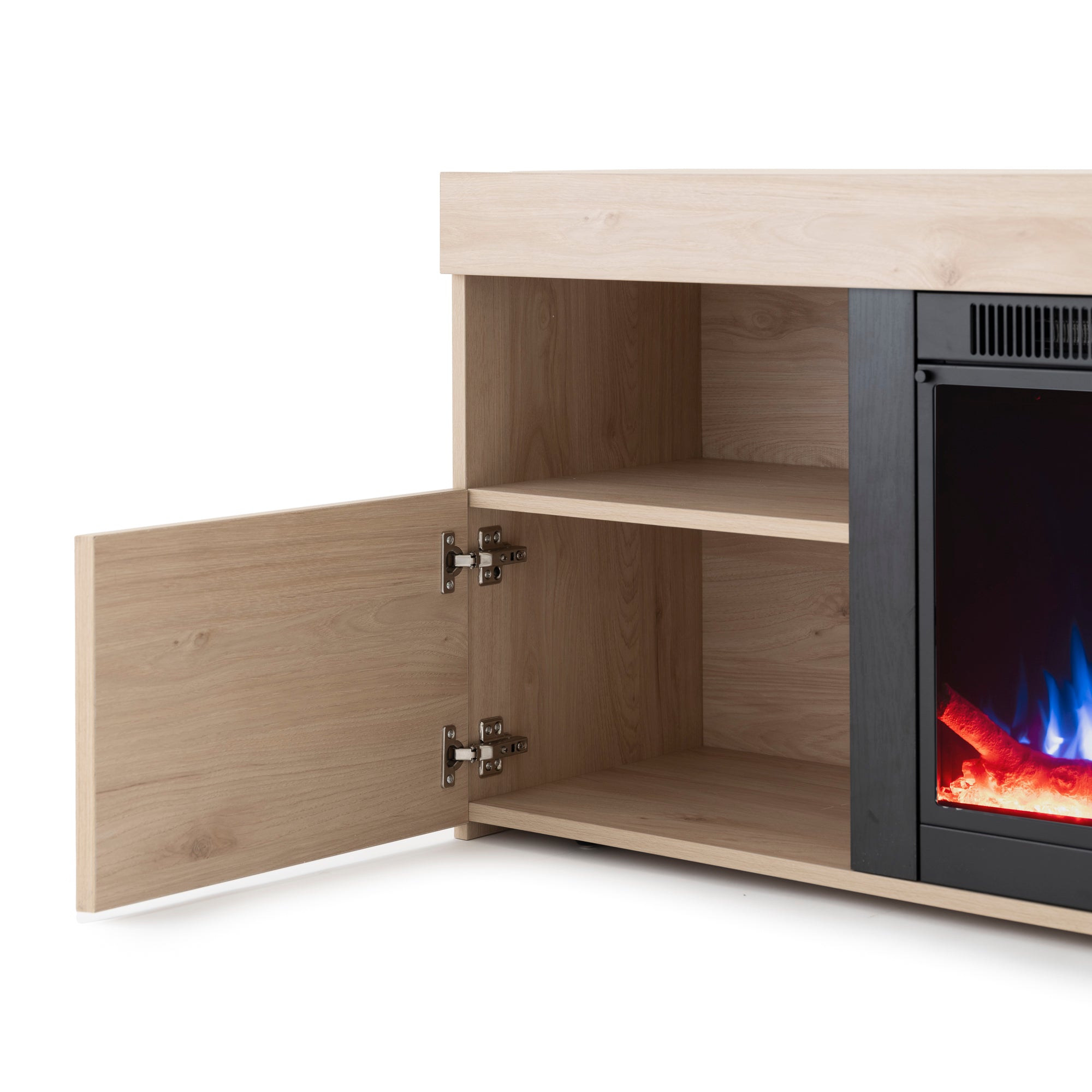 R.W.FLAME Modern TV Stand with Electric Fireplace