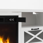 R.W.FLAME Rustic White TV Stand with Electric Fireplace