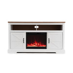 R.W.FLAME Walnut Top TV Stand with Electric Fireplace