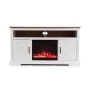 R.W.FLAME Walnut Top TV Stand with Electric Fireplace