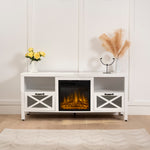 R.W.FLAME Rustic White TV Stand with Electric Fireplace